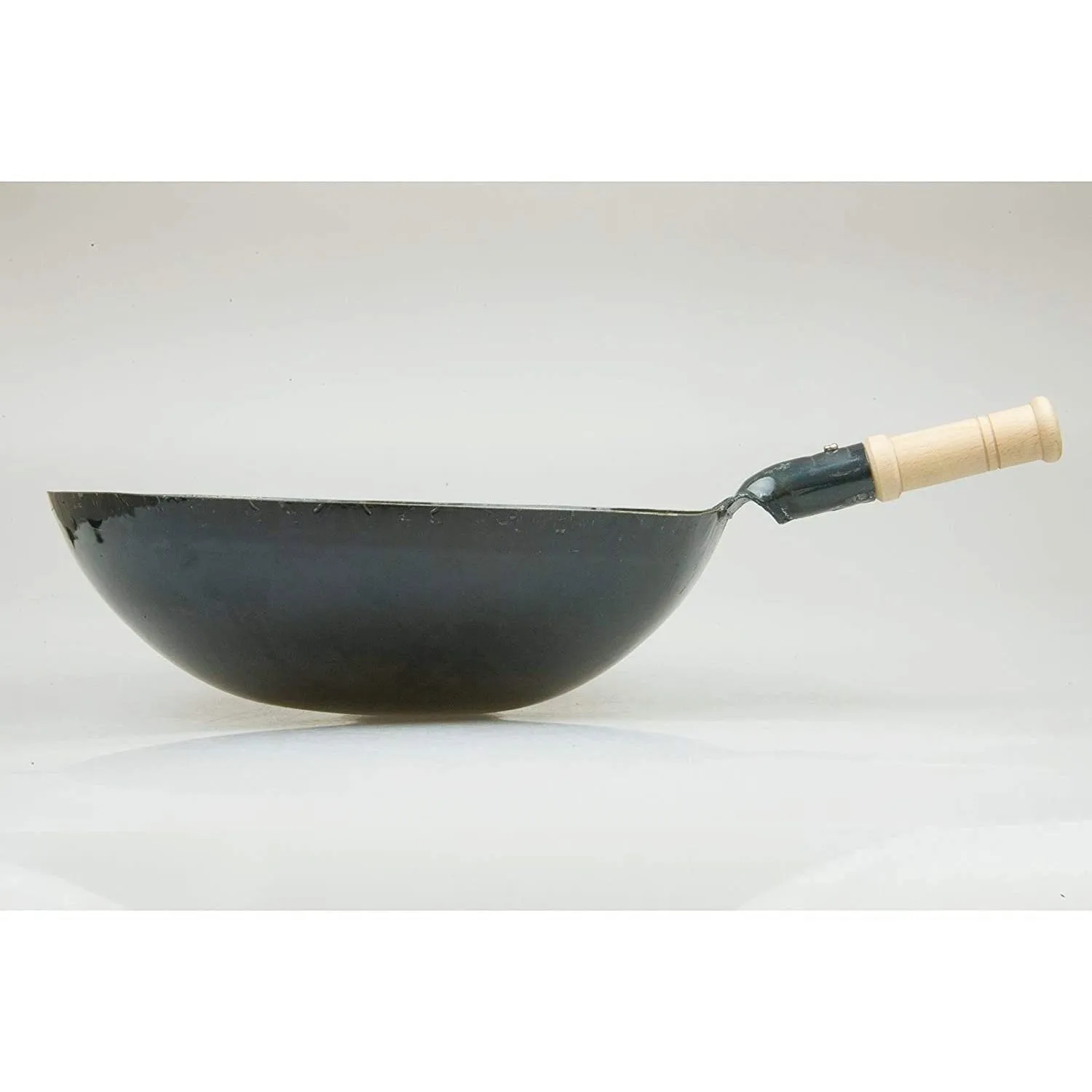 Yamada Kogyo Round Bottom Iron Wok with Wooden Handle (1.2mm)