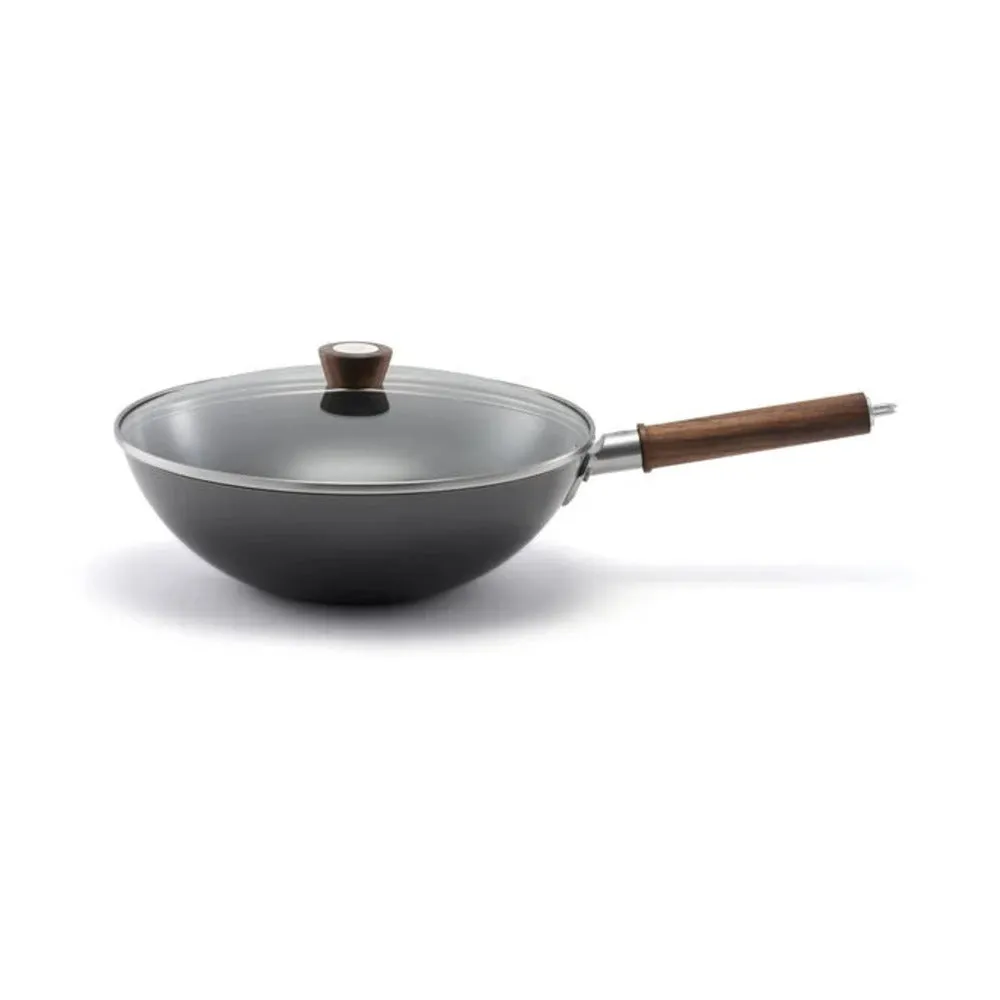 Zwilling 1010712 Dragon 12" Carbon Steel Wok with Lid, Black Matte